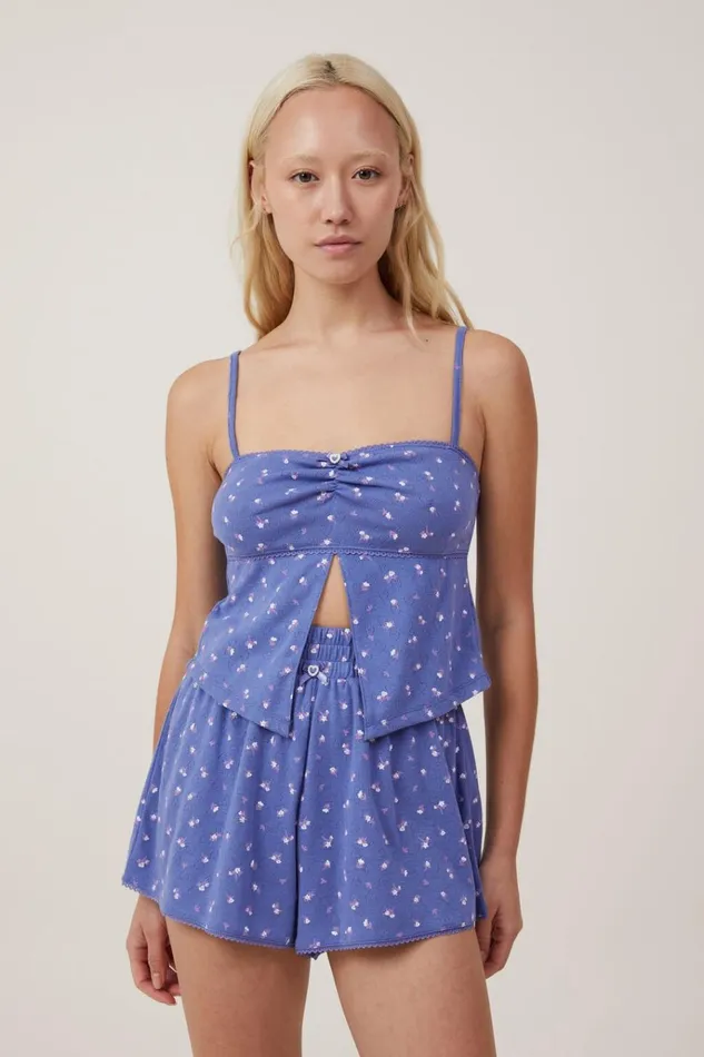 Women Tops Cotton On Pointelle Sleep Split Front Cami Blueberry Dream Carli Ditsy Floral Women Tops Cotton On Pointelle Sleep Split Front Cami Blueberry Dream Carli Ditsy Floral