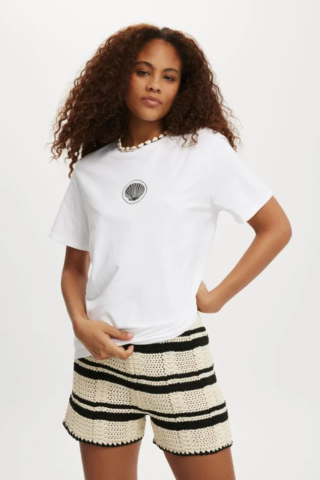 Women Tops Cotton On Regular Fit Graphic Tee Rhodes White