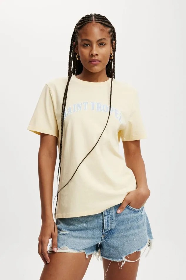 Women Tops Cotton On Regular Fit Graphic Tee Saint Tropezbuttermilk