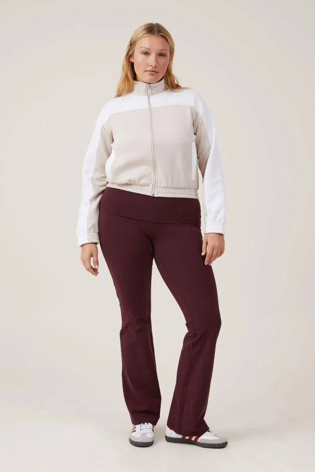 Women Tops Cotton On Retro Sporty Cropped Zip Through Stone