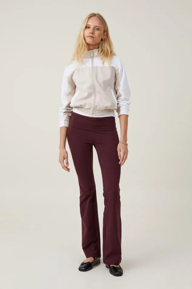 Women Tops Cotton On Retro Sporty Cropped Zip Through Stone