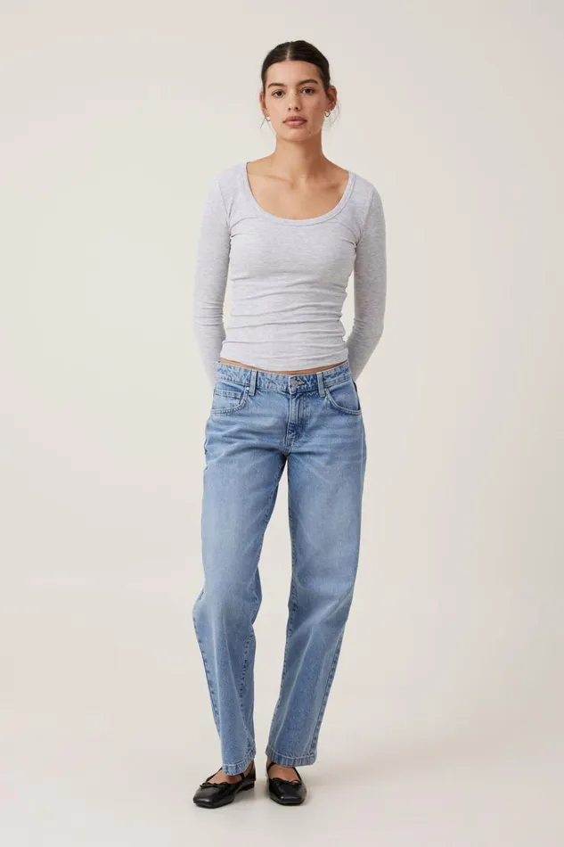 Women Tops Cotton On Staple Rib Scoop Neck Long Sleeve Top Grey Marle Ii Women Tops Cotton On Staple Rib Scoop Neck Long Sleeve Top Grey Marle Ii
