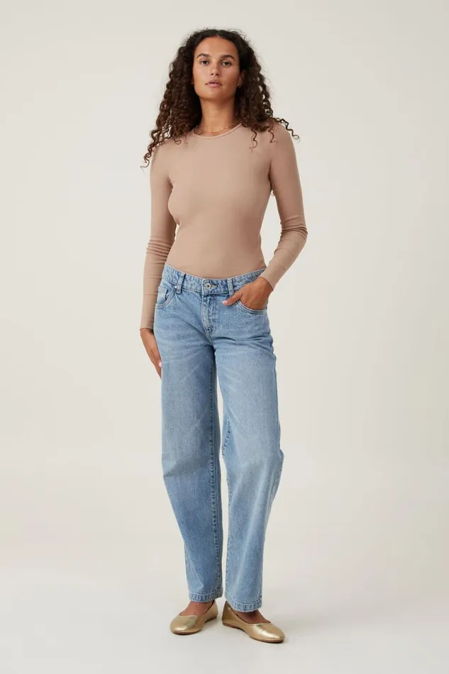 Women Tops Cotton On The One Organic Rib Crew Long Sleeve Top Chestnut Women Tops Cotton On The One Organic Rib Crew Long Sleeve Top Chestnut