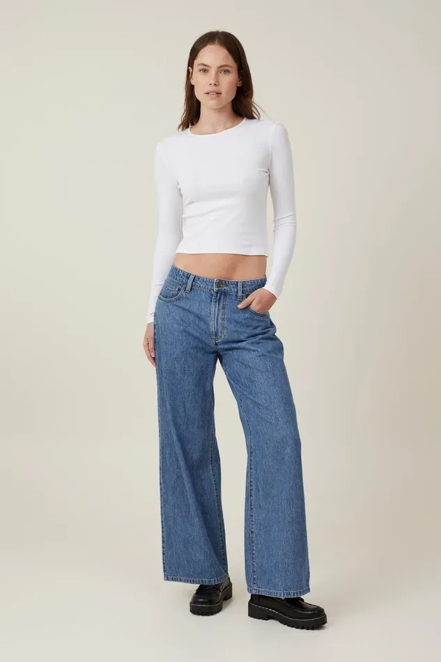 Women Tops Cotton On The One Organic Rib Crew Long Sleeve Top White Women Tops Cotton On The One Organic Rib Crew Long Sleeve Top White