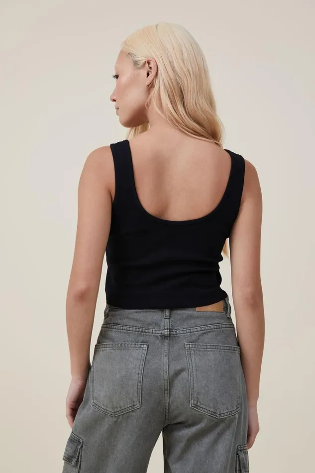 Women Tops Cotton On The One Organic Rib Crop Tank Black Women Tops Cotton On The One Organic Rib Crop Tank Black