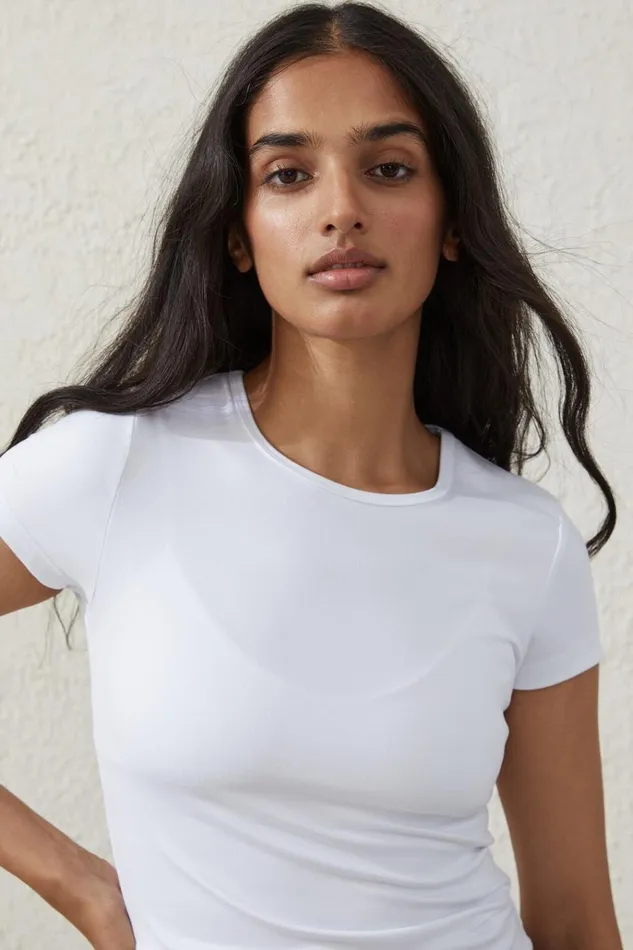 Women Tops Cotton On Ultra Soft Fitted Tshirt White Women Tops Cotton On Ultra Soft Fitted Tshirt White