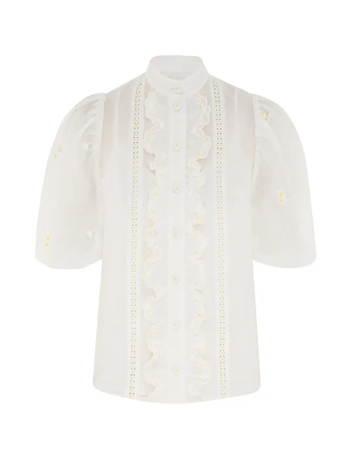 Women Tops Zimmermann Acacia Embroidered Blouse Ivory