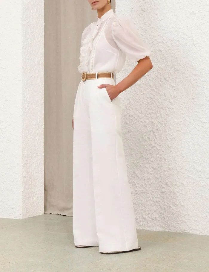 Women Tops Zimmermann Acacia Embroidered Blouse Ivory