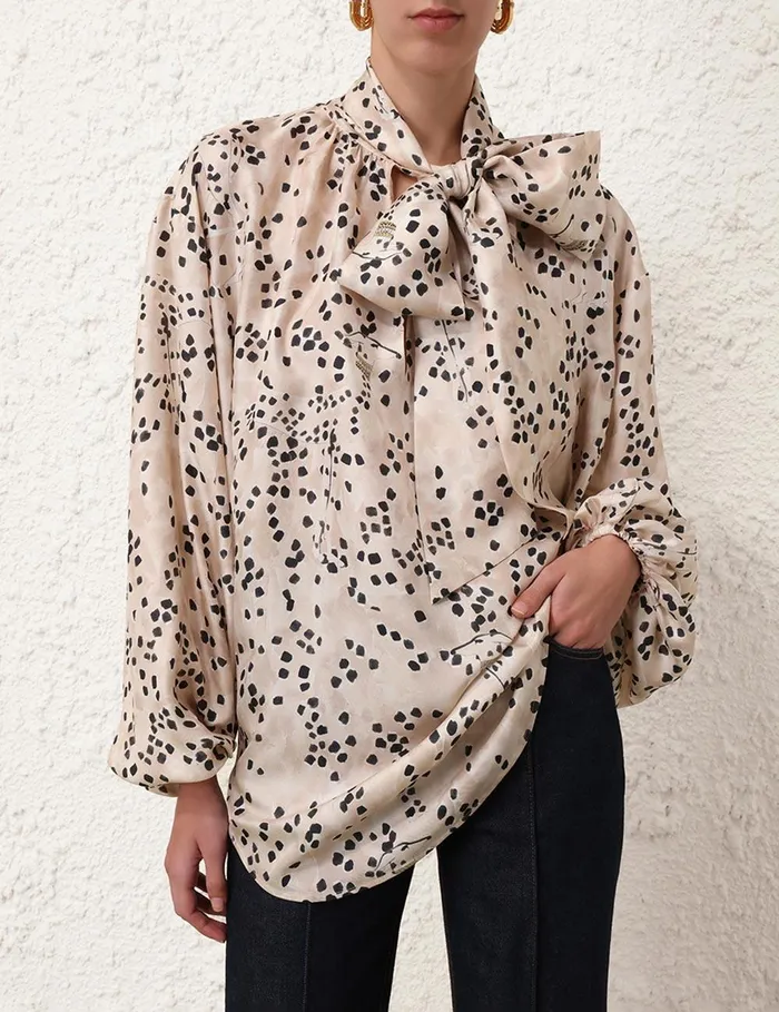 Women Tops Zimmermann Illustration Billow Blouse Dalmatian Dot