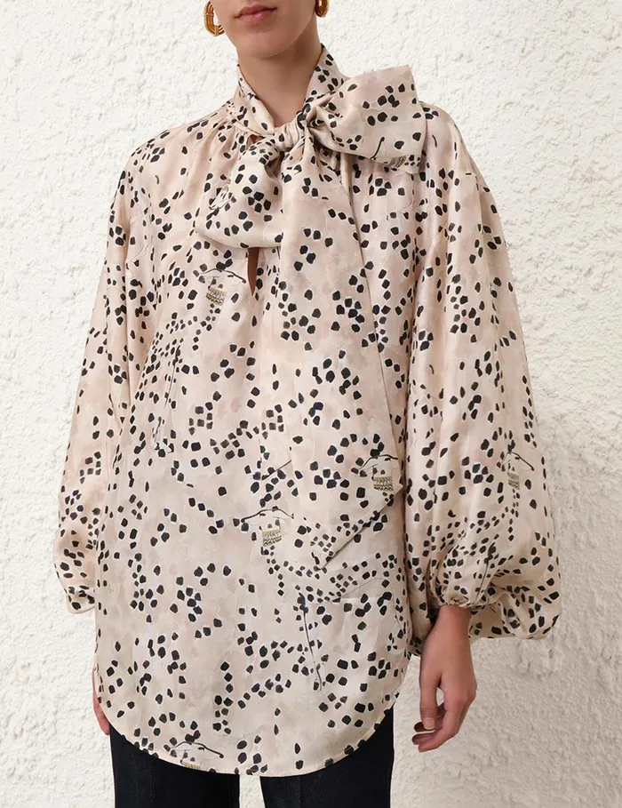 Women Tops Zimmermann Illustration Billow Blouse Dalmatian Dot