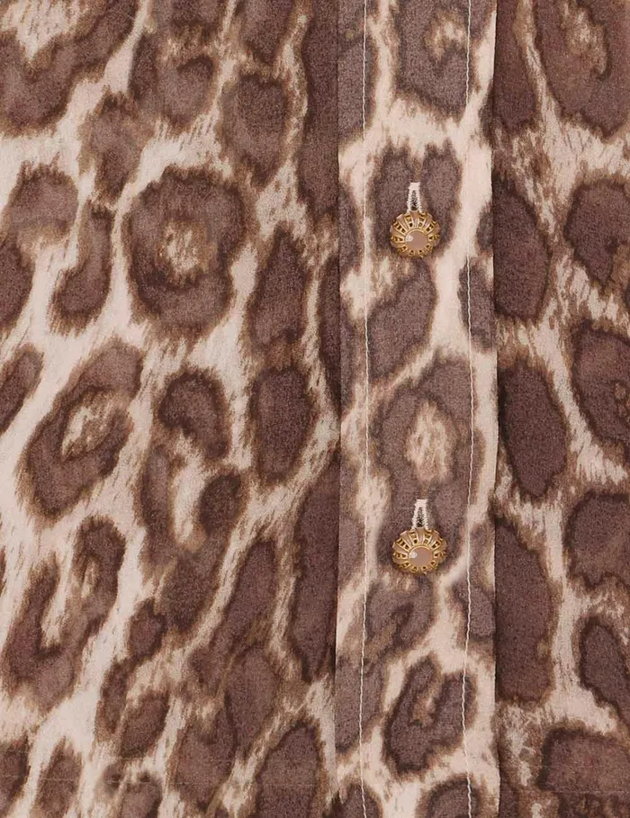 Women Tops Zimmermann Illustration Leopard Shirt Chocolate Leopard