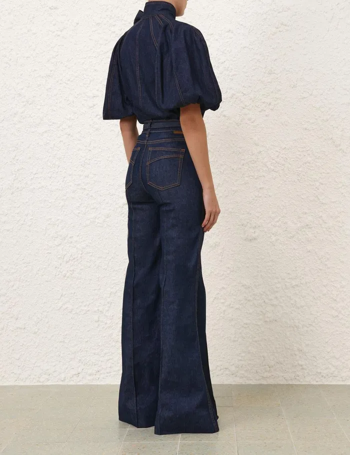 Women Tops Zimmermann Illustration Tie Neck Blouse Ink