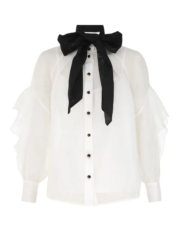 Women Tops Zimmermann Illustration Waterfall Shirt Ivory