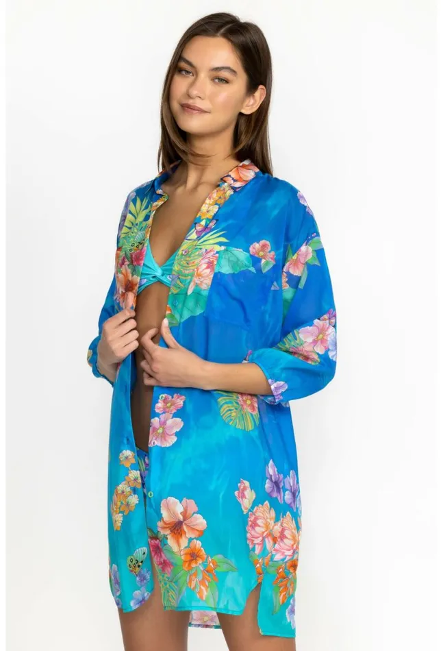 Women Water Tropic Shirt Dress Water Tropic Johnny Was Cover Ups and Kimonos