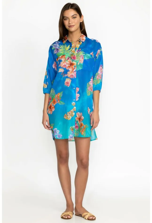 Women Water Tropic Shirt Dress Water Tropic Johnny Was Cover Ups and Kimonos