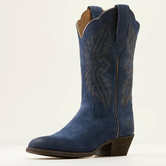 Women Western Boots Ariat Heritage R Toe StretchFit Western Boot Midnight Navy Suede Women Western Boots Ariat Heritage R Toe StretchFit Western Boot Midnight Navy Suede