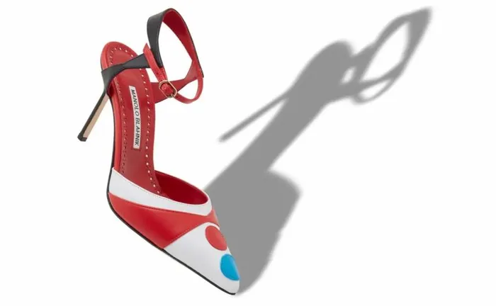 Women White Red And Black Nappa Leather Pumps Manolo Blahnik Pumps