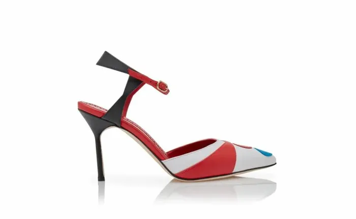 Women White Red And Black Nappa Leather Pumps Manolo Blahnik Pumps
