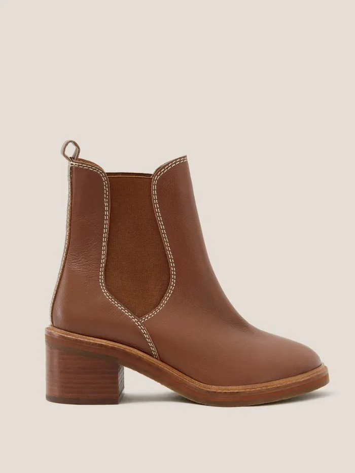 Women White Stuff BOOTS 15 OFF Connie Leather Chelsea Boot Mid Tan