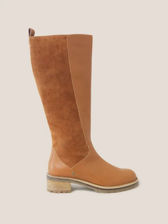Women White Stuff BOOTS 15 OFF Leather Serena Knee High Boot Dark Tan