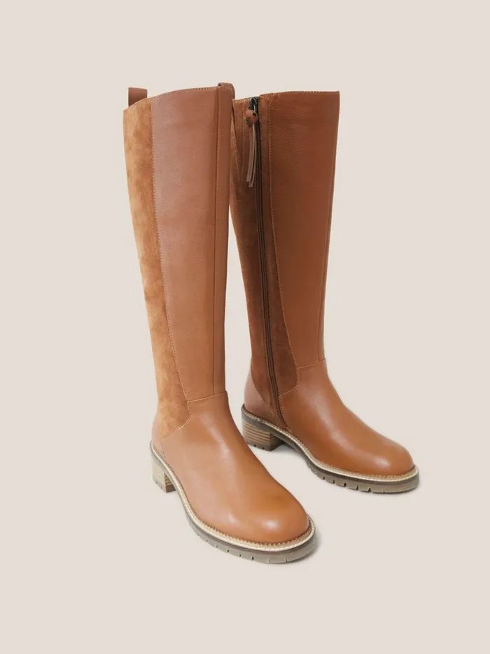 Women White Stuff BOOTS 15 OFF Leather Serena Knee High Boot Dark Tan Women White Stuff BOOTS 15 OFF Leather Serena Knee High Boot Dark Tan