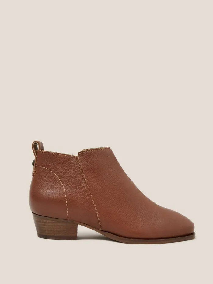 Women White Stuff BOOTS 15 OFF Leather Willow Ankle Boot Dark Tan