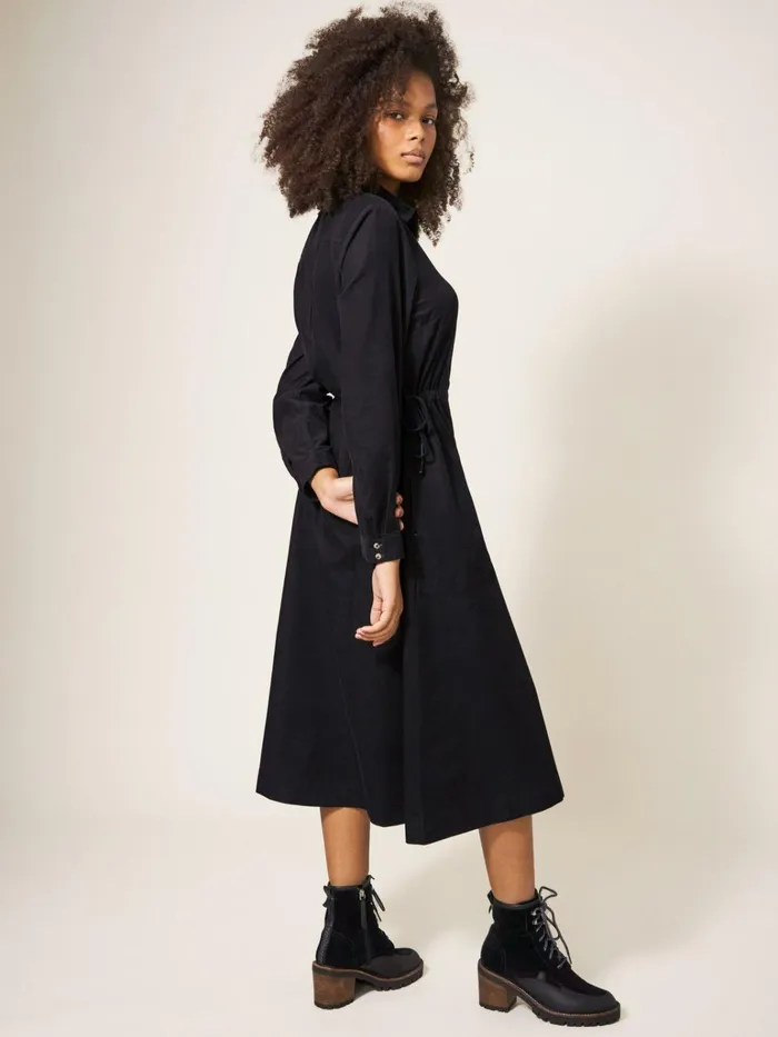 Women White Stuff Dresses Jade Cord Shirt Midi Dress Pure Black Women White Stuff Dresses Jade Cord Shirt Midi Dress Pure Black
