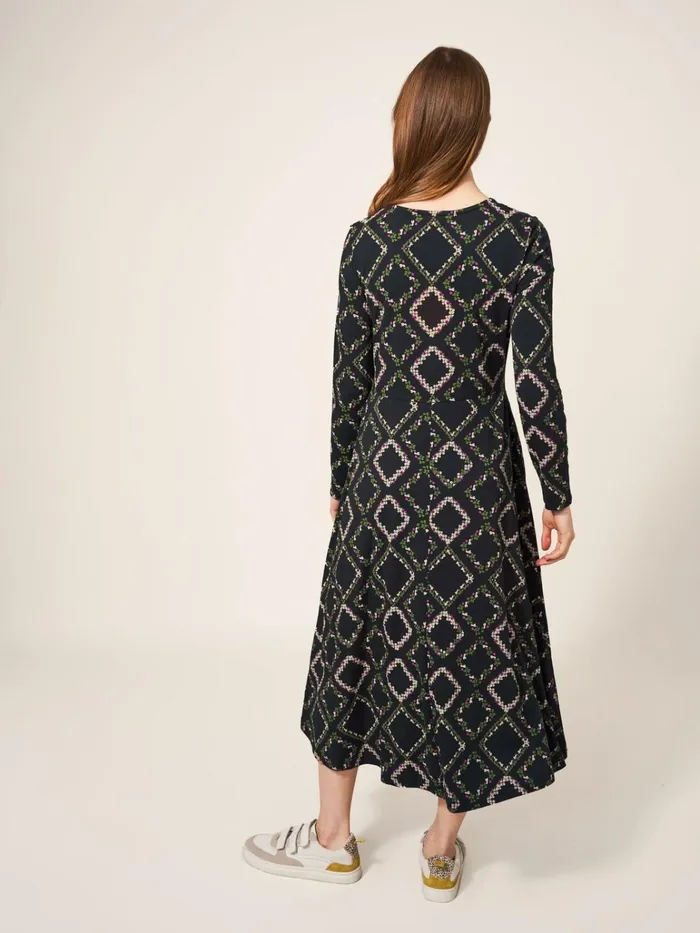 Women White Stuff Dresses Madeline Classic Jersey Dress Black Multi Women White Stuff Dresses Madeline Classic Jersey Dress Black Multi