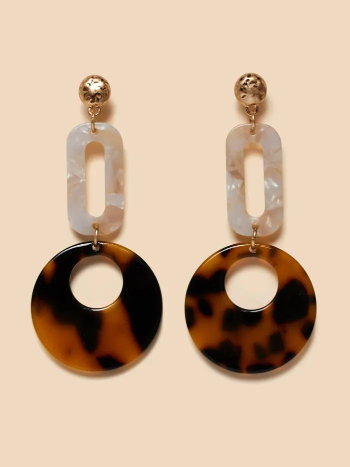 Women White Stuff Jewellery Lilias Resin Drop Earring Brown Multi