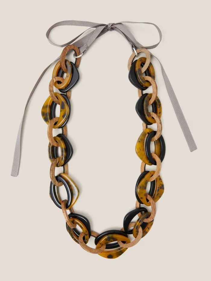 Women White Stuff Jewellery Zinnia Long Chain Necklace Brown Multi