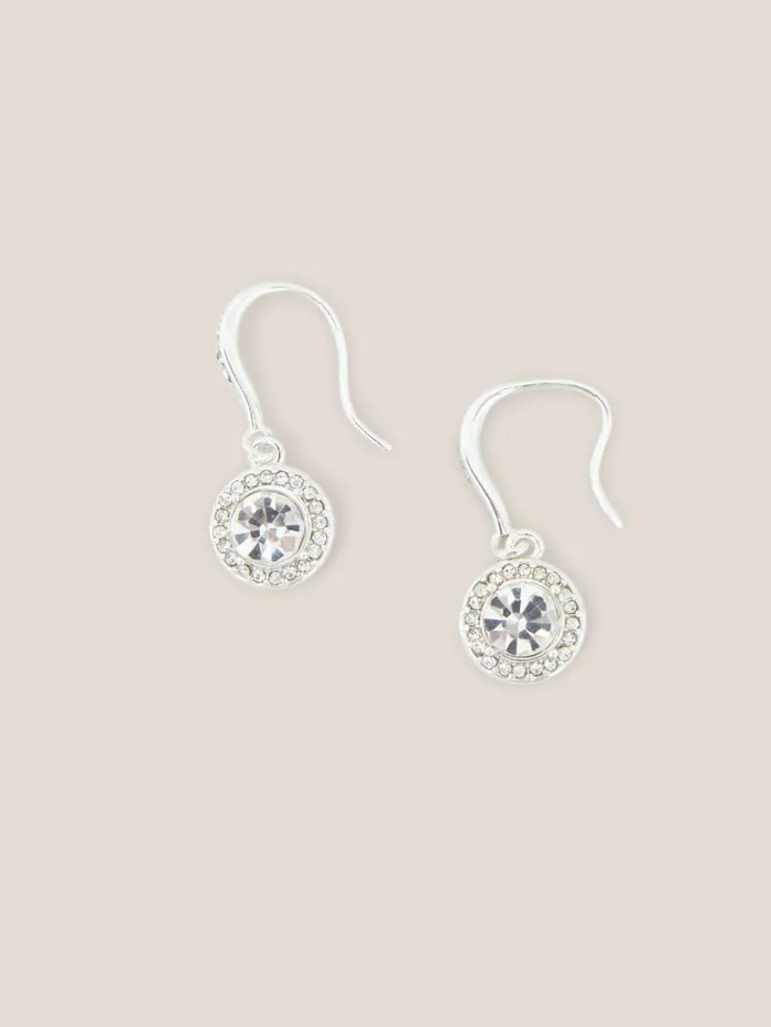 Women White Stuff Partywear Silver Plated Drop Earrings Silver Tone Metallic