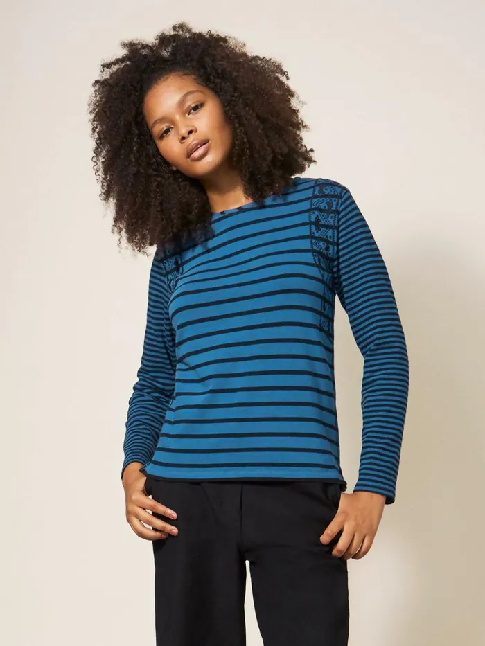 Women White Stuff Petite Clothing WHISPER TEE Blue Multi