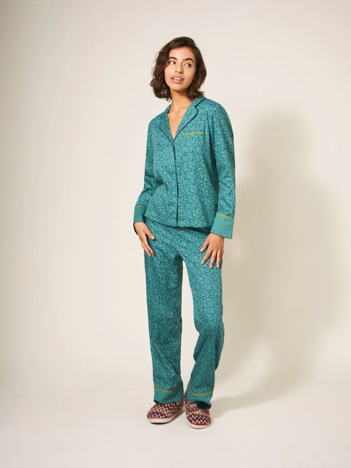 Women White Stuff Pyjamas And Nightwear Nina Organic PJ Shirt Teal Multi Women White Stuff Pyjamas And Nightwear Nina Organic PJ Shirt Teal Multi