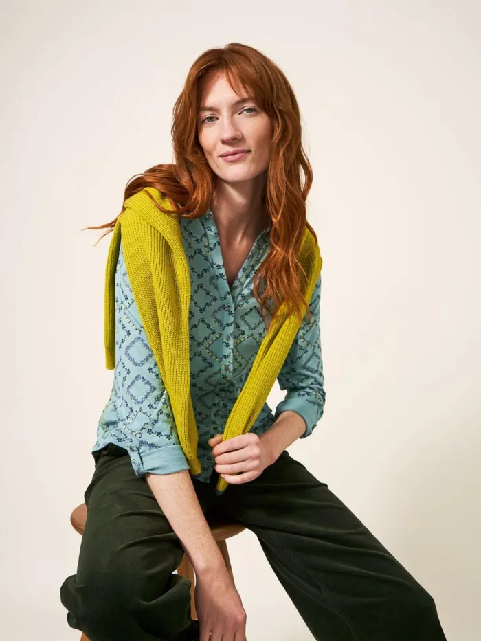 Women White Stuff Shirts Blouses And Tunics Annie Cotton Jersey Shirt Teal Print Women White Stuff Shirts Blouses And Tunics Annie Cotton Jersey Shirt Teal Print