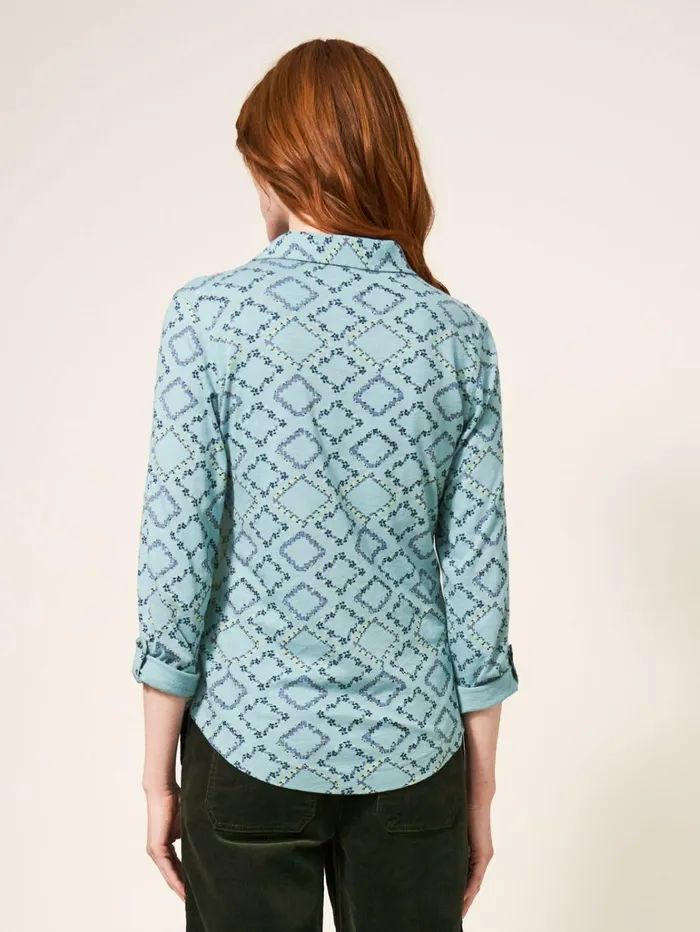 Women White Stuff Shirts Blouses And Tunics Annie Cotton Jersey Shirt Teal Print Women White Stuff Shirts Blouses And Tunics Annie Cotton Jersey Shirt Teal Print