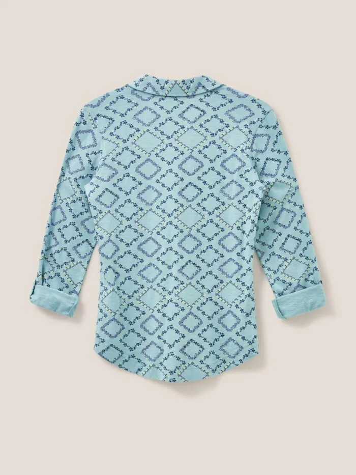 Women White Stuff Shirts Blouses And Tunics Annie Cotton Jersey Shirt Teal Print Women White Stuff Shirts Blouses And Tunics Annie Cotton Jersey Shirt Teal Print