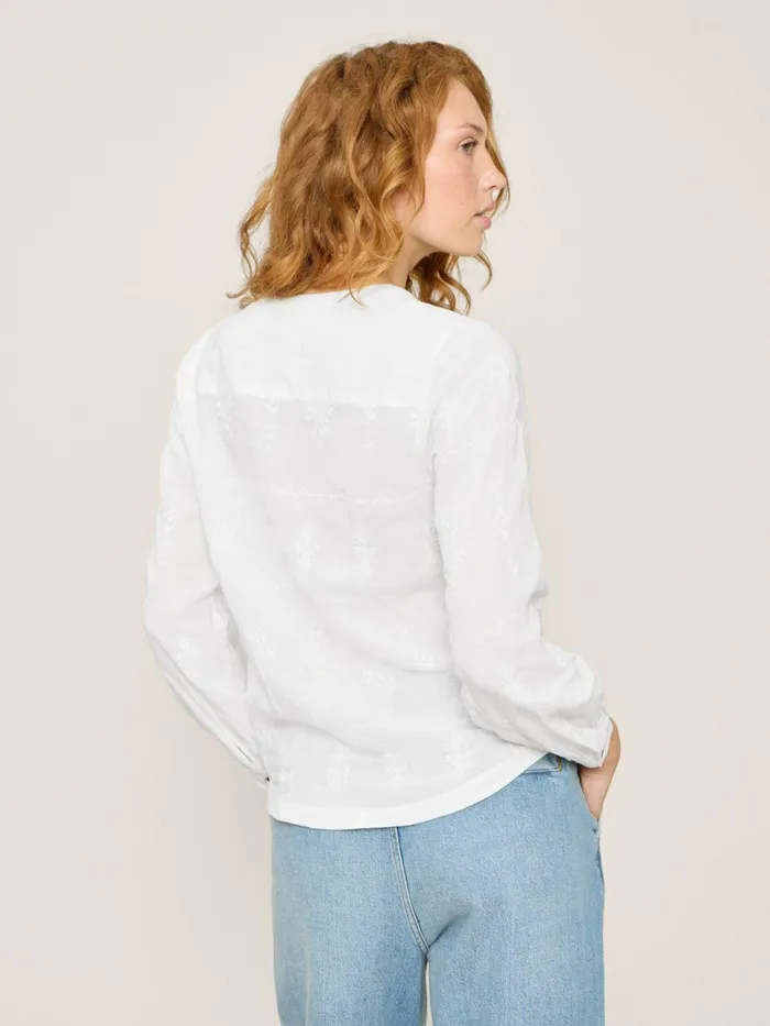 Women White Stuff Shirts Blouses And Tunics Kate Embroidered Casual Shirt Ivory Multi