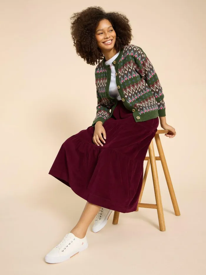 Women White Stuff Skirts Jade Tiered Cord Skirt Dk Plum