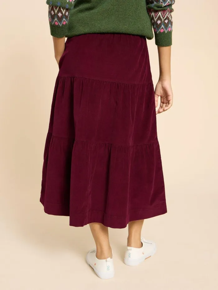 Women White Stuff Skirts Jade Tiered Cord Skirt Dk Plum Women White Stuff Skirts Jade Tiered Cord Skirt Dk Plum