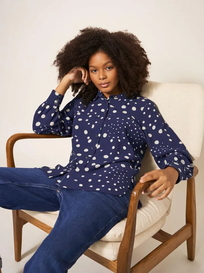 Women White Stuff Tops And Tshirts Ella Relaxed Shirt Navy Multi