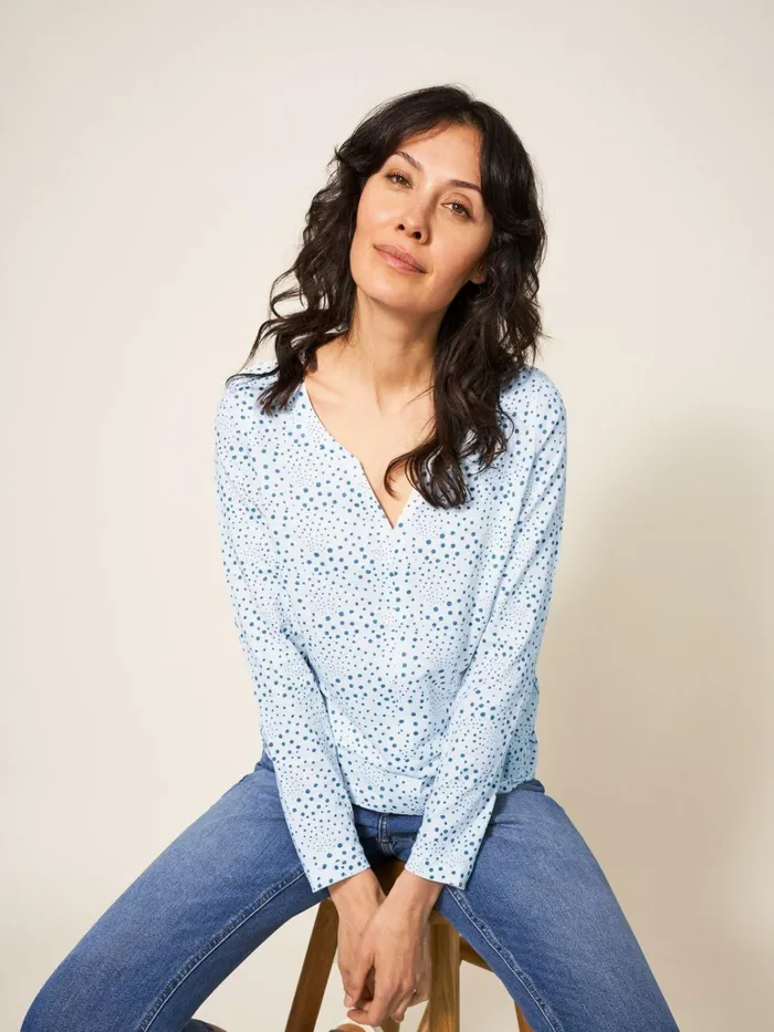 Women White Stuff Tops And Tshirts Nelly Long Sleeve TShirt White Multi