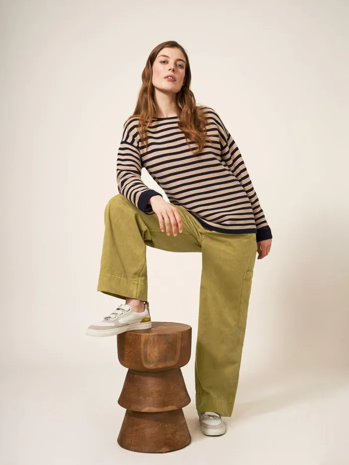 Women White Stuff Trousers Carlie Wide Leg Cargo Trouser Mid Green