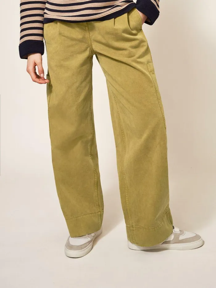 Women White Stuff Trousers Carlie Wide Leg Cargo Trouser Mid Green Women White Stuff Trousers Carlie Wide Leg Cargo Trouser Mid Green