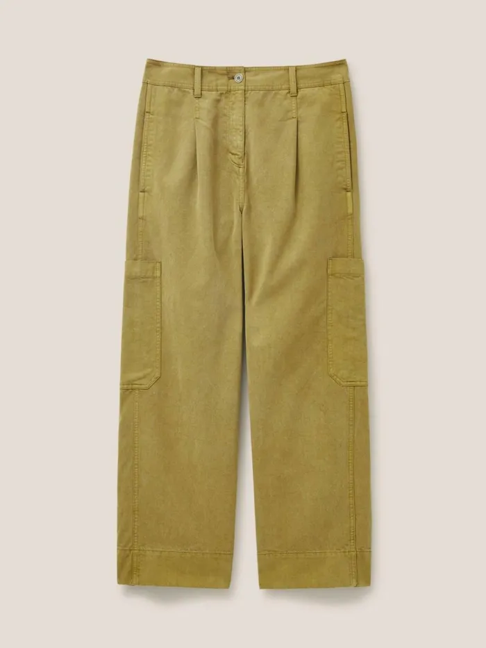 Women White Stuff Trousers Carlie Wide Leg Cargo Trouser Mid Green Women White Stuff Trousers Carlie Wide Leg Cargo Trouser Mid Green
