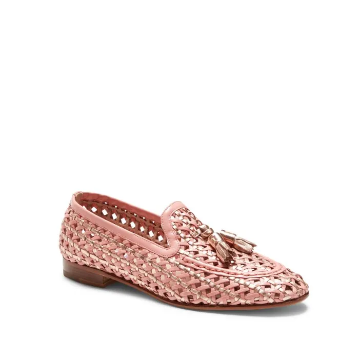 Women Woven Leather Brera Loafer Pink Fratelli Rossetti Loafers