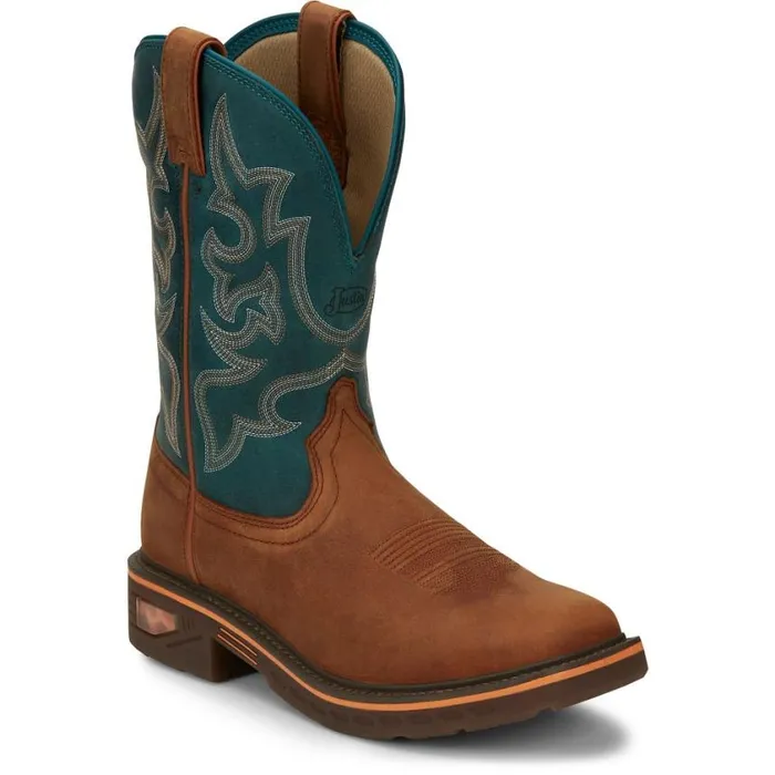 Work Men Justin Boots Resistor 11034 Work Boot Russet Blue 040brown041