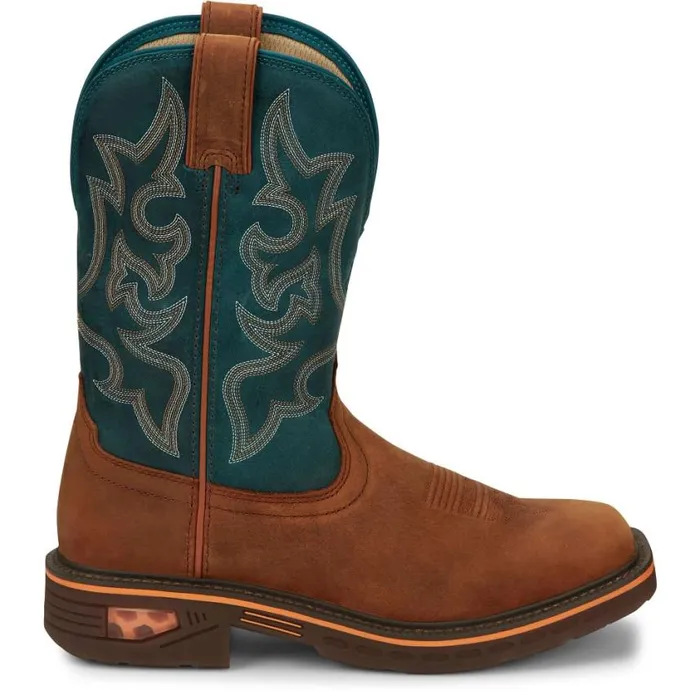 Work Men Justin Boots Resistor 11034 Work Boot Russet Blue 040brown041