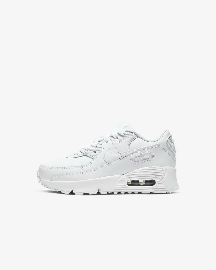 Younger Kids 3 8211 7 Years Kids Nike Air Max 90 LTR Whitemetallic Silverwhitewhite