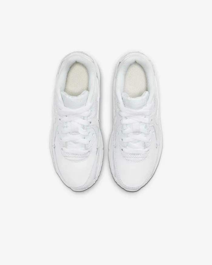 Younger Kids 3 8211 7 Years Kids Nike Air Max 90 LTR Whitemetallic Silverwhitewhite