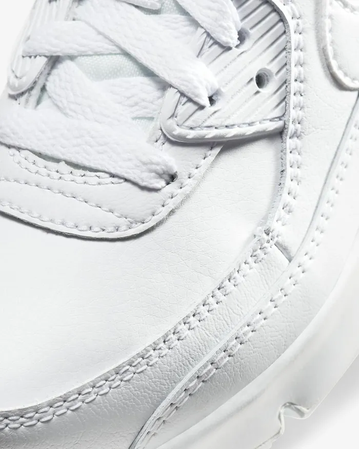 Younger Kids 3 8211 7 Years Kids Nike Air Max 90 LTR Whitemetallic Silverwhitewhite